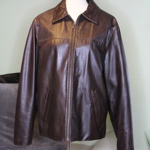 Mens Leather Jacket, Brown, Size M